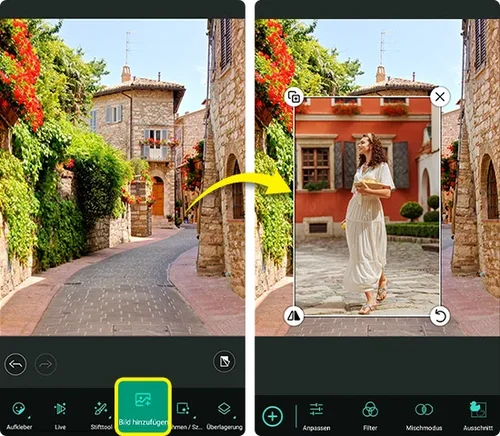 PhotoDirector - Bilder übereinander legen